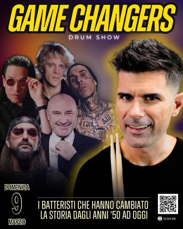 Locandina del workshop Game Changers – Drum show, Domenica 9 marzo 2025